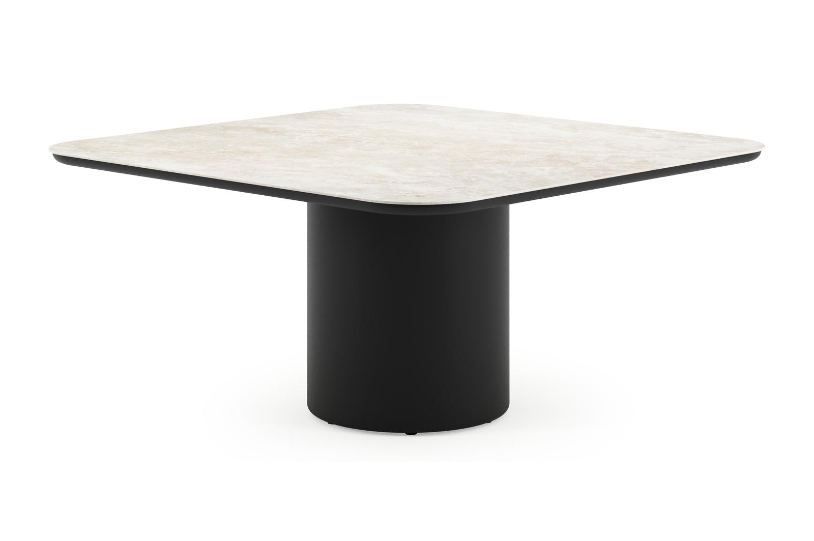 Amico tuintafel afgerond vierkant in zwart aluminium en volkeramiek Rapolano - L 148 x B 148 x H 73.5 cm
