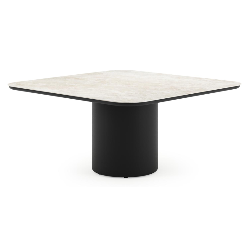 Amico tuintafel afgerond vierkant in zwart aluminium en volkeramiek Rapolano - L 148 x B 148 x H 73.5 cm