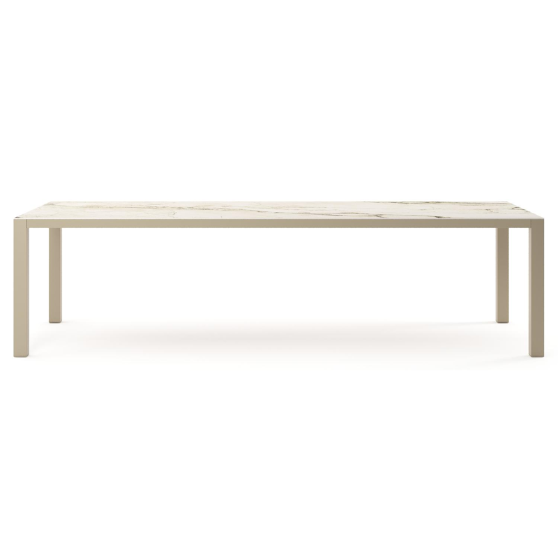 Como tuintafel rechthoekig in beige aluminium en volkeramiek Colorado Dunes - L 280 x B 110 x H 73 cm