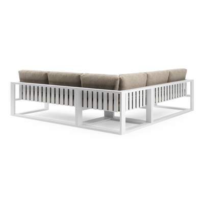 Verato loungehoek in wit aluminium met bora jungle all weather cosytica kussen