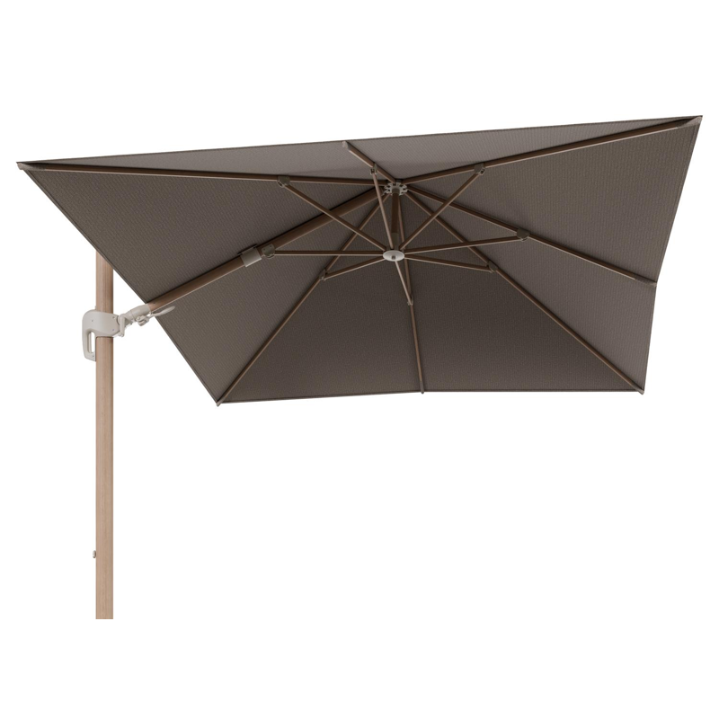 Rufina zweefparasol tiltfunctie in houtlook aluminium en parasoldoek in All Weather Solica Firenze Earth  - L1 300 x L2 300 cm (zonder voet) (zonder voet)