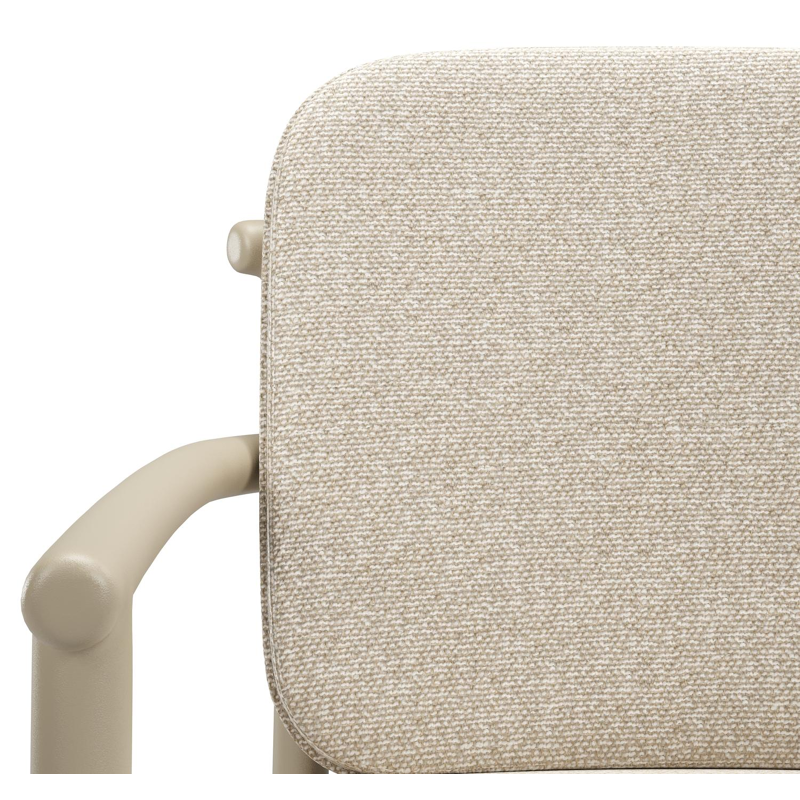 Bono stapelbare tuinstoel in beige aluminium met stoelkussen in All Weather Cosytica Marbella Ecru