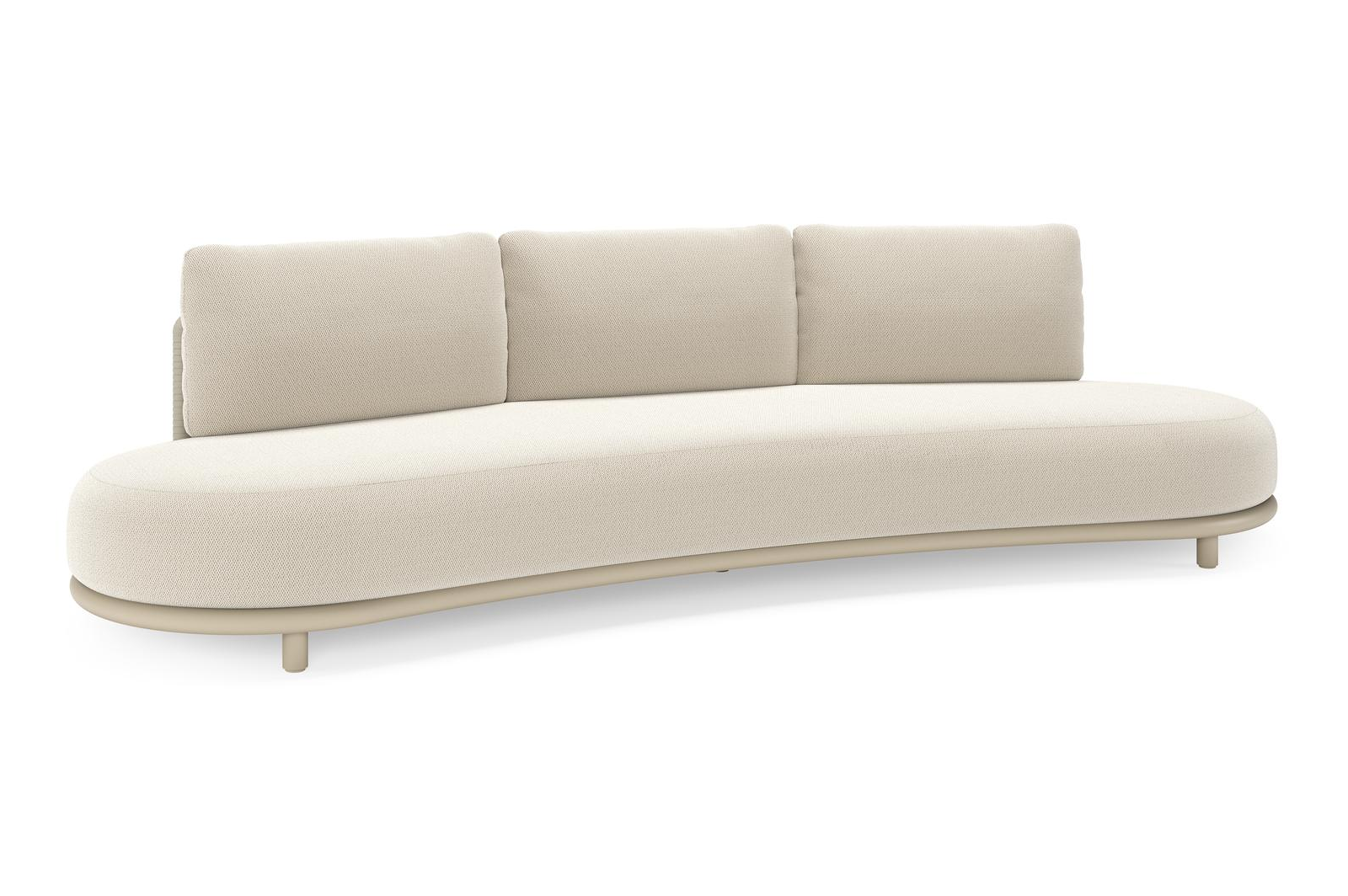 Lomano loungebank in beige aluminium en beige verticaal geweven luxe vlakke rope met Lopi Marble all weather sunbrellaÂ® luxe