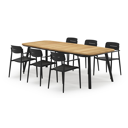 Mosa ensemble de jardin forme de bateau en aluminium noir en teck natural finish avec 6 chaises de jardin Cosa