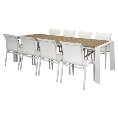 Venice stapelbare tuinstoel wit - aluminium, teak en textilene