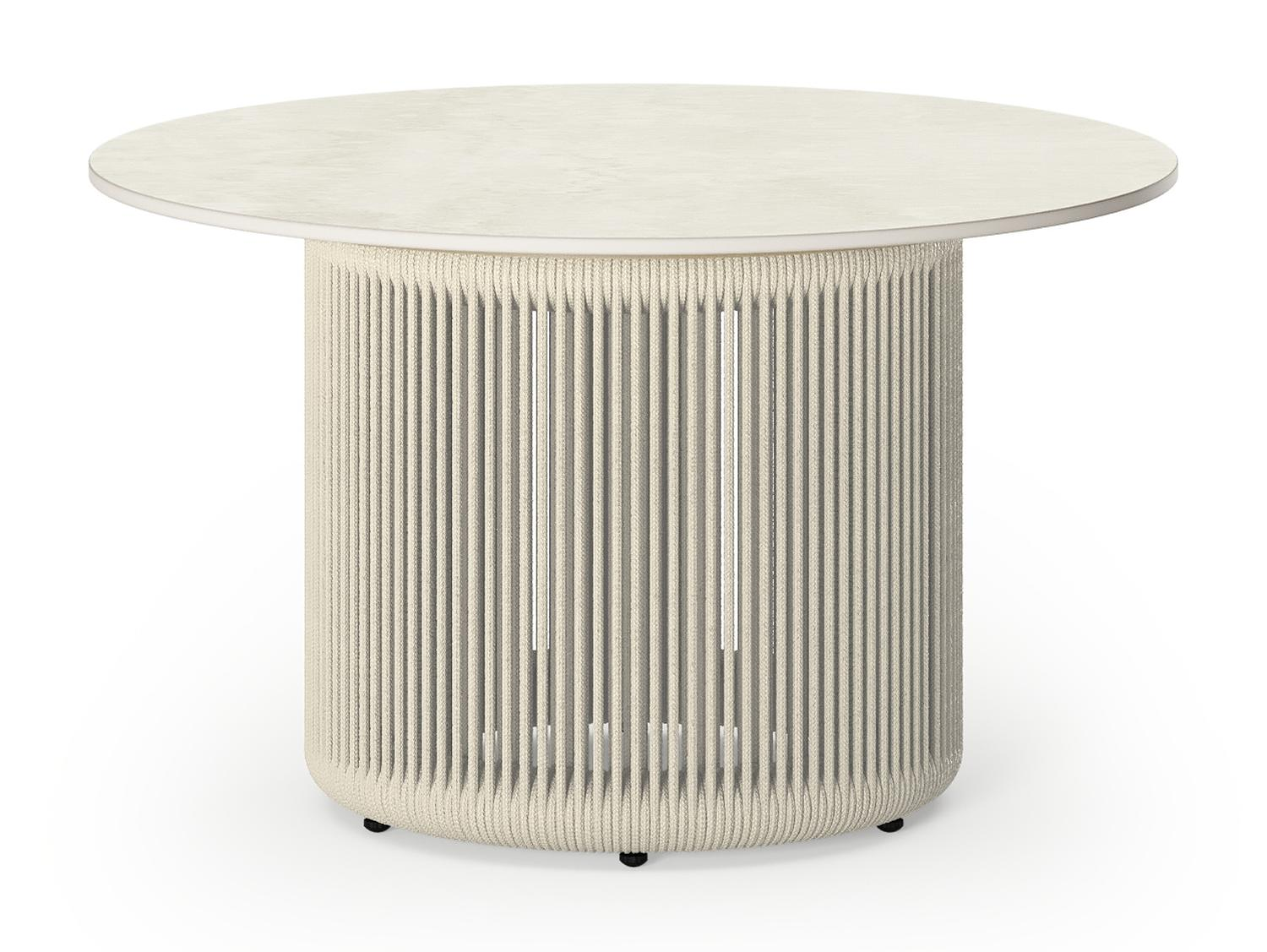 Table de basse Erla en aluminium beige et sintered stone beige - Diam. 60 x Haut. 35 cm