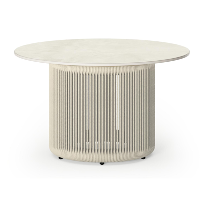Table de basse Erla en aluminium beige et sintered stone beige - Diam. 60 x Haut. 35 cm