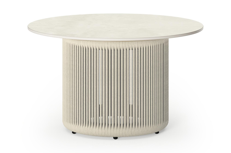 Erla loungetafel in beige aluminium en beige sintered stone - Dia. 60 x H 35 cm
