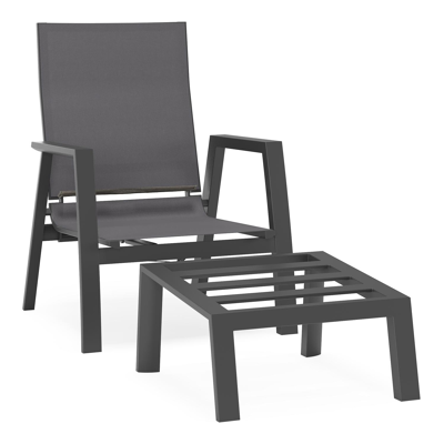 Mismo loungestoel in zwart aluminium met grijs weather+ softtouch kussens