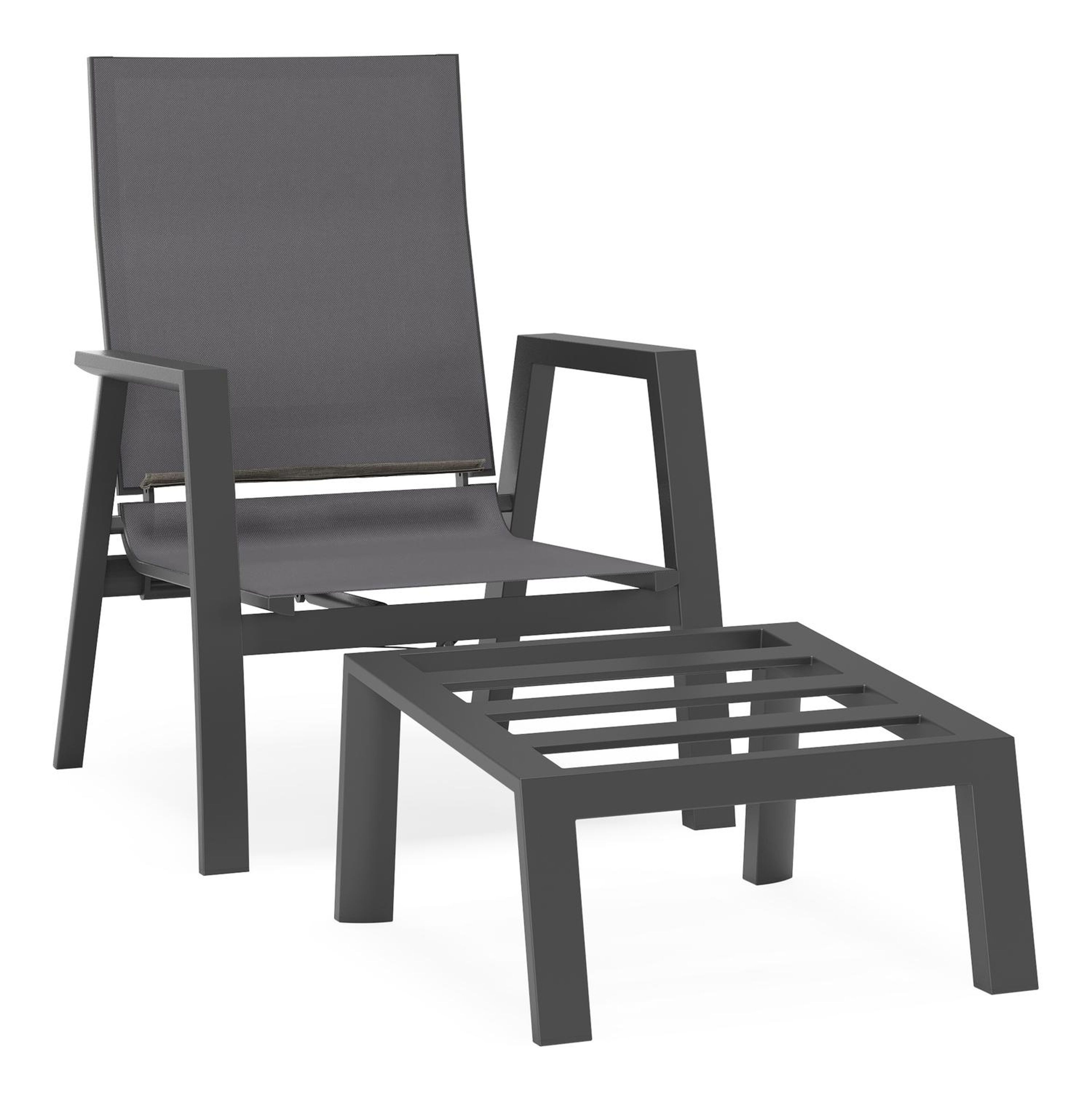 Fauteuil de jardin Mismo en aluminium noir avec coussins en weather+ softtouch gris