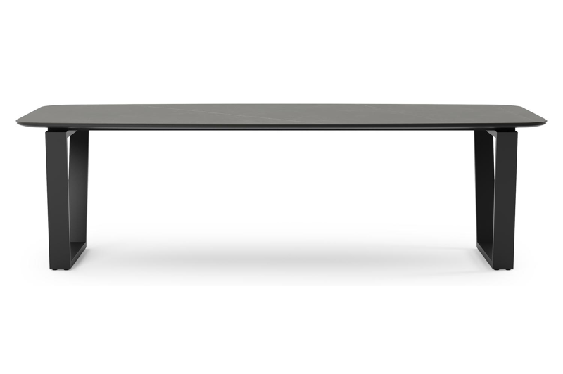 Pagino tuintafel in zwart aluminium en volkeramiek calatorao - L 255 x B 115 x H 74 cm