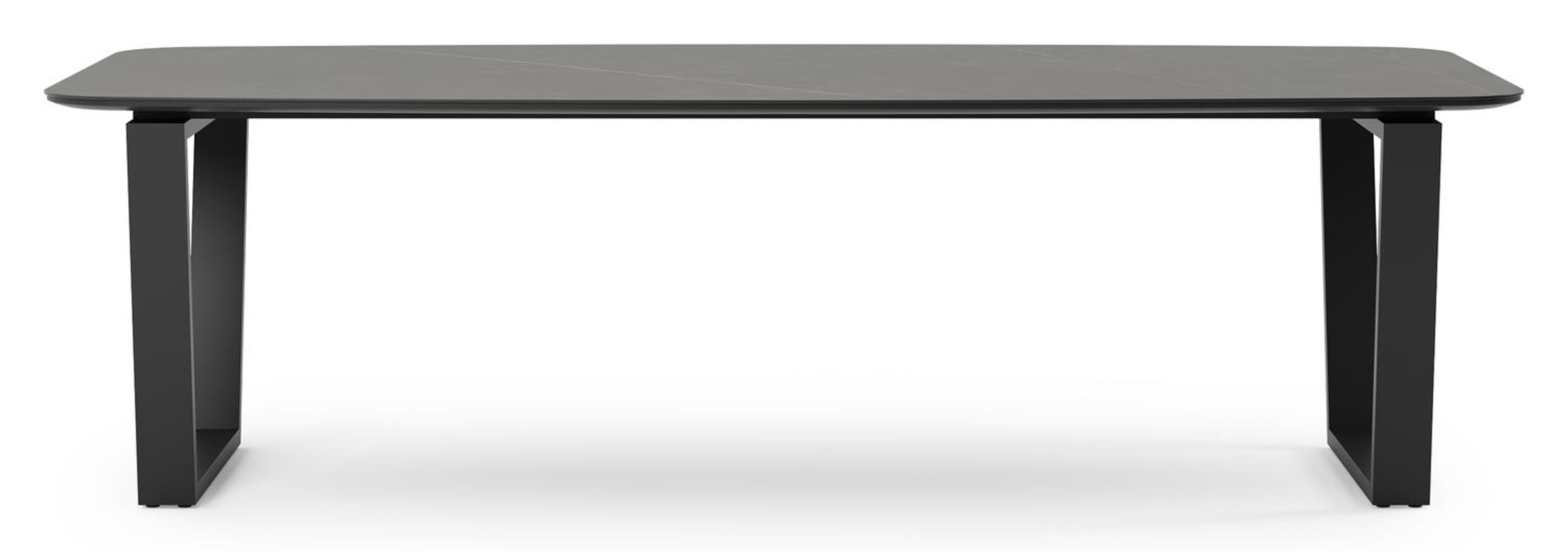 Pagino tuintafel in zwart aluminium en volkeramiek calatorao - L 255 x B 115 x H 74 cm