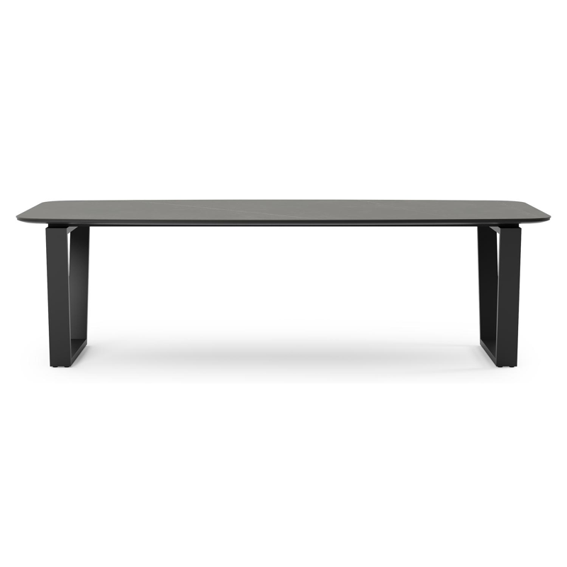 Pagino tuintafel in zwart aluminium en volkeramiek calatorao - L 255 x B 115 x H 74 cm