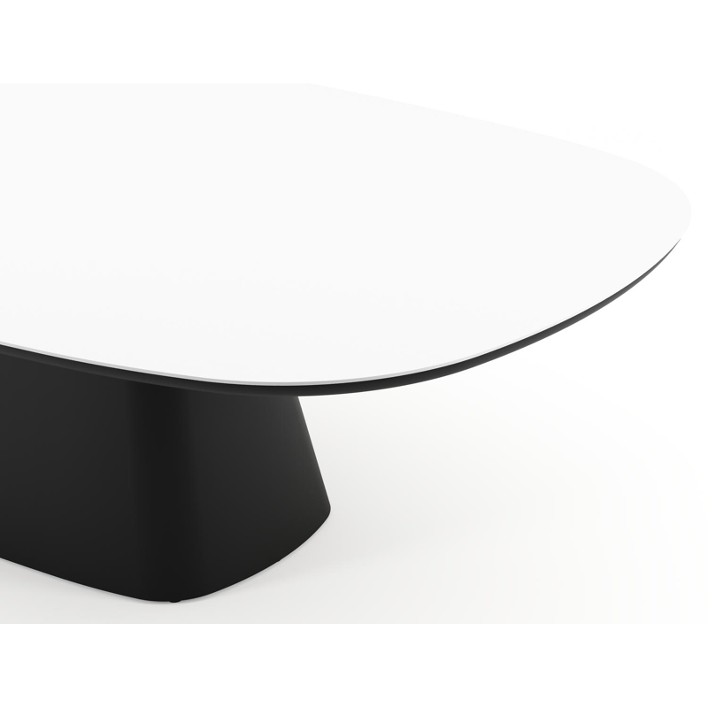 Amico tuintafel bombo xl in zwart aluminium en volkeramiek Arctic White - L 270 x B 148 x H 73.5 cm