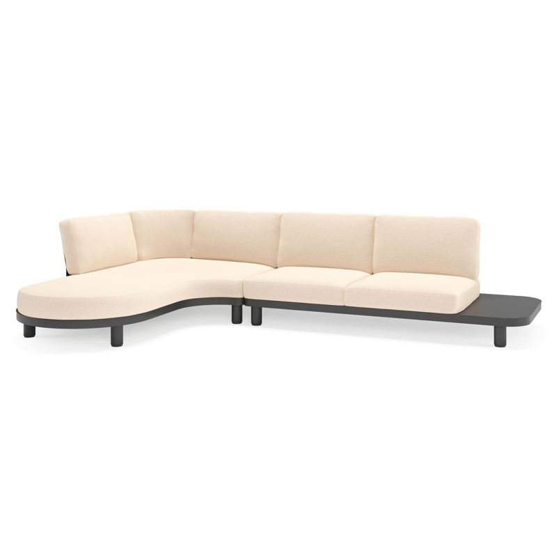 Donato loungehoek in zwart aluminium met all weather sunbrella® luxe Heritage Papyrus kussen