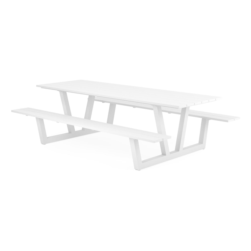 Table de pique-nique Felino en aluminium blanc - Lg 260 x Larg 176 x H 76 cm