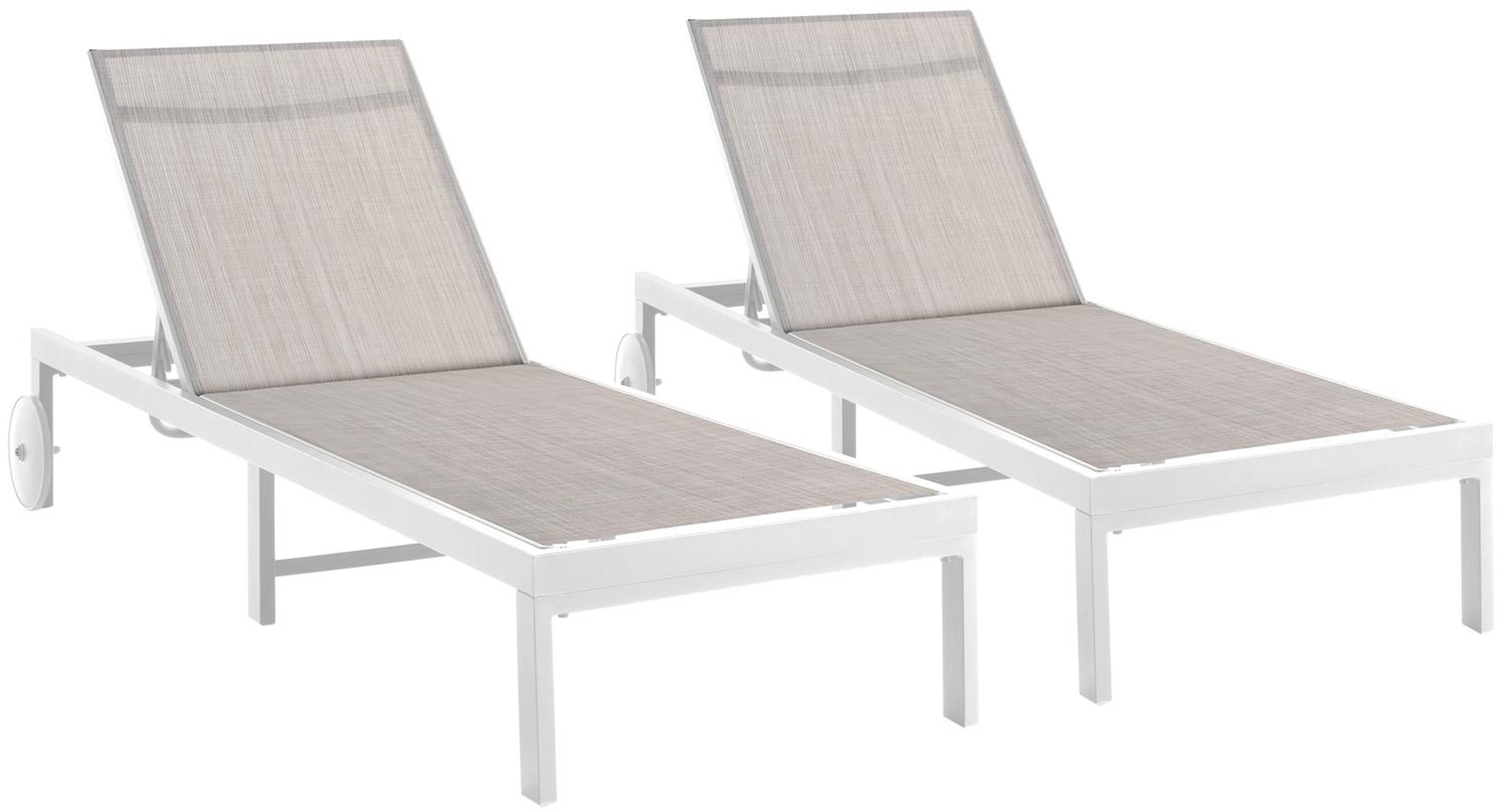 Set van 2 verstelbare Alba ligbedden in wit aluminium en grijs textileen