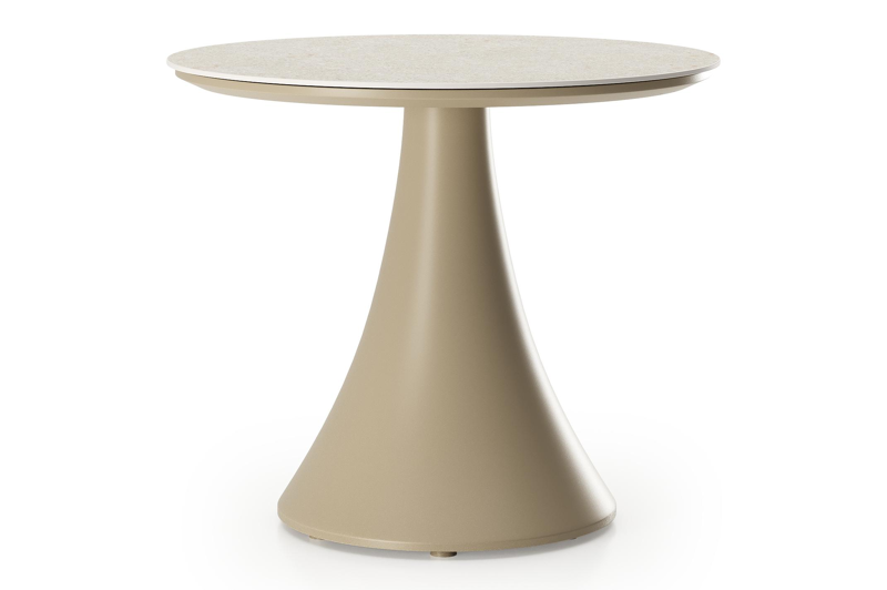 Fano low dining loungetafel rond in beige aluminium en volkeramiek Shilin - Dia. 65 x H 40 cm
