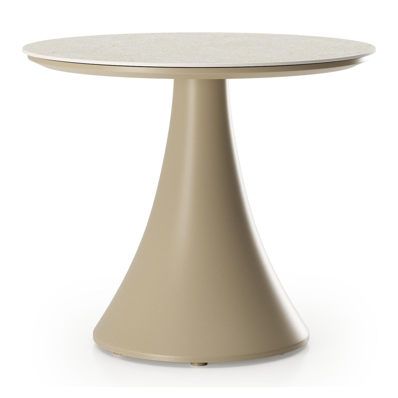 Fano low dining loungetafel rond in beige aluminium en volkeramiek Shilin - Dia. 65 x H 55 cm