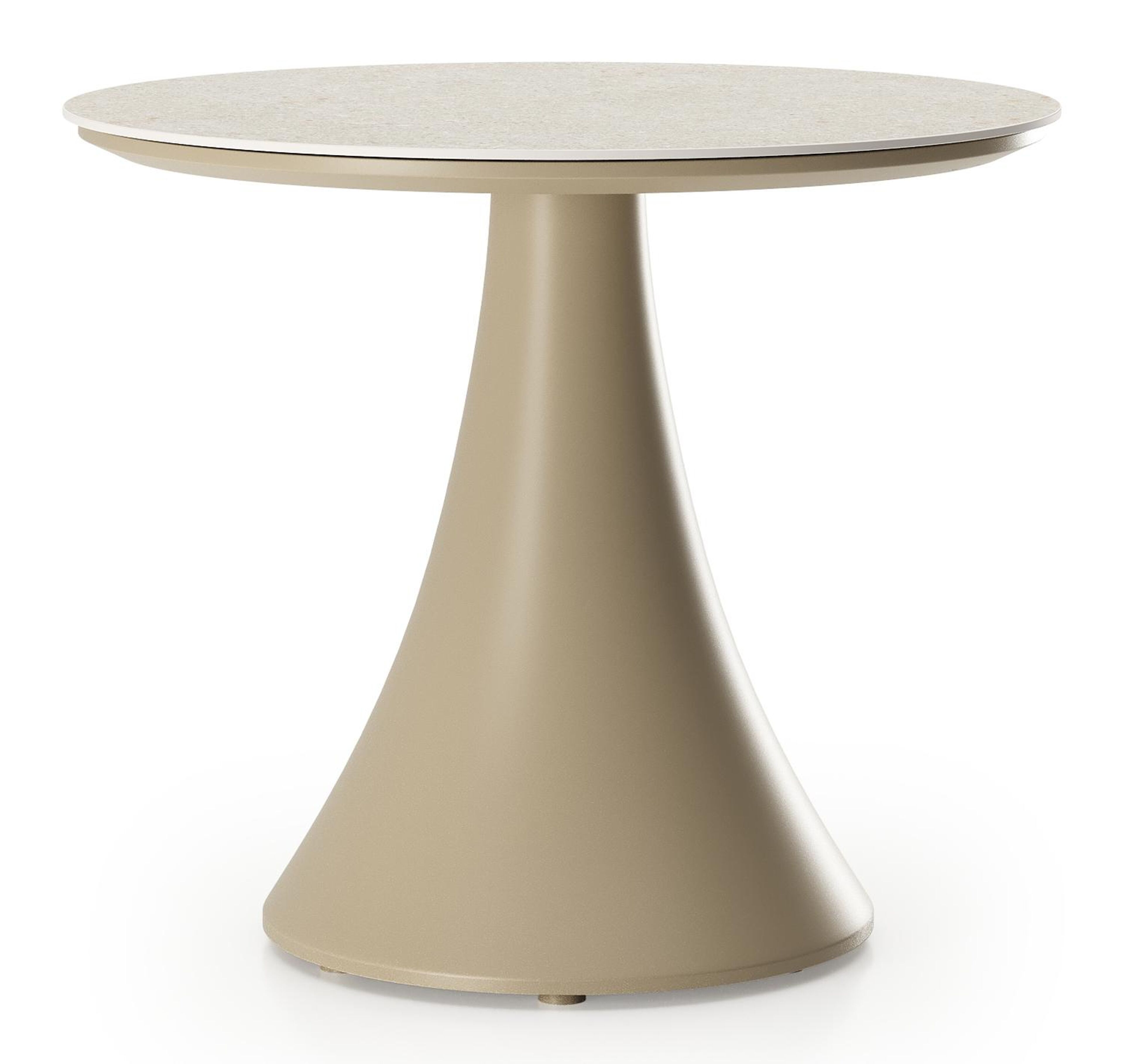 Fano low dining loungetafel rond in beige aluminium en volkeramiek Shilin - Dia. 65 x H 55 cm