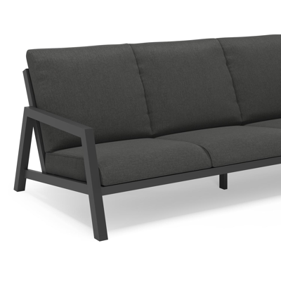 Zen'so loungeset in zwart aluminium met chartres sooty all weather sunbrella® luxe kussens