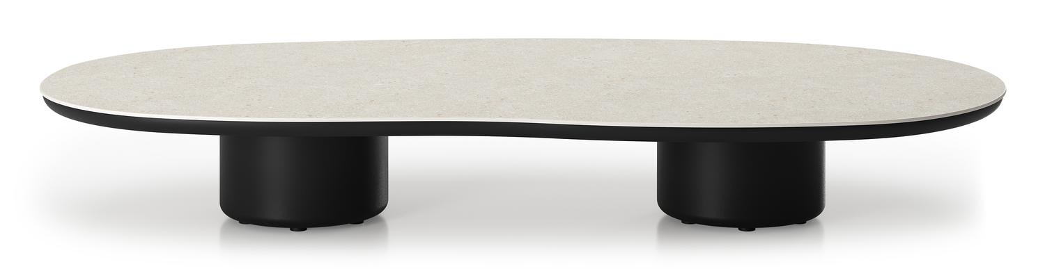 Table de basse Amico organique en aluminium noir et céramique pleine Shilin - Lg. 170 x Lrg. 91 x Haut. 25 cm