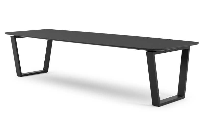 Pagino tuintafel in zwart aluminium en volkeramiek nero black - L 315 x B 115 x H 74 cm