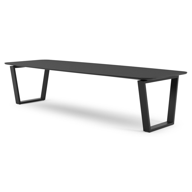 Pagino tuintafel in zwart aluminium en volkeramiek nero black - L 315 x B 115 x H 74 cm